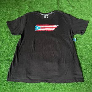 Waimea Puerto Rico Flag Short Sleeve Crew-Neck Black Boricua T-shirt Size L NEW